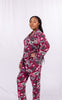 Ensemble Pyjama Imprimé Fleur : Rouge Bourgogne