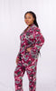 Ensemble Pyjama Imprimé Fleur : Rouge Bourgogne