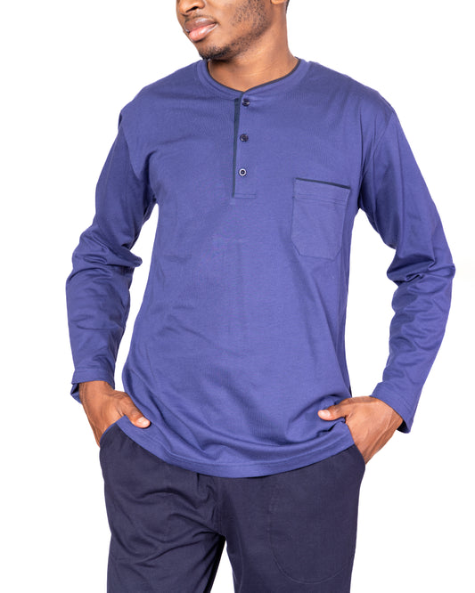 Ensemble de pyjama Henley 100% coton, 2 pièces