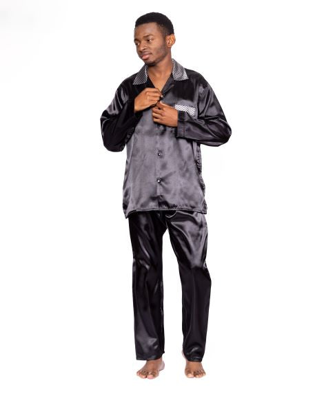Ensemble pyjama en satin de polyester et peignoir, 3 pièces