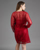 Lady in red : Ensemble Nuisette et Kimono en Satin et Dentelle