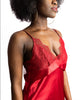 Lady in red : Ensemble Nuisette et Kimono en Satin et Dentelle