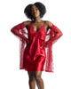 Lady in red : Ensemble Nuisette et Kimono en Satin et Dentelle