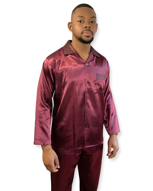 Ensemble pyjama en satin de polyester et peignoir, 3 pièces