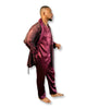 Ensemble pyjama en satin de polyester et peignoir, 3 pièces