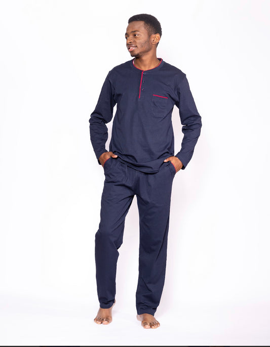 Ensemble de pyjama Henley et pantalon 100 % coton, 2 pièces